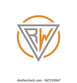 initial letter logo triangle circle grey orange