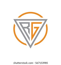 initial letter logo triangle circle grey orange