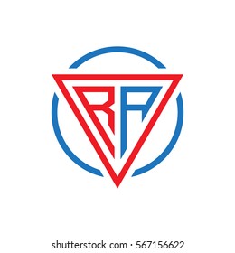 initial letter logo triangle circle red blue