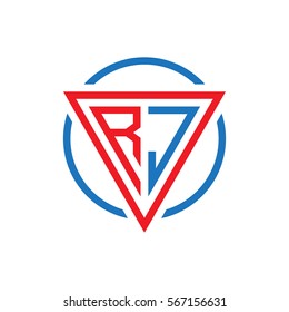 initial letter logo triangle circle red blue