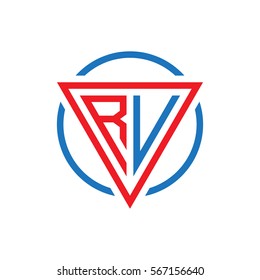 initial letter logo triangle circle red blue