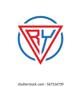 initial letter logo triangle circle red blue