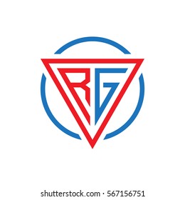initial letter logo triangle circle red blue