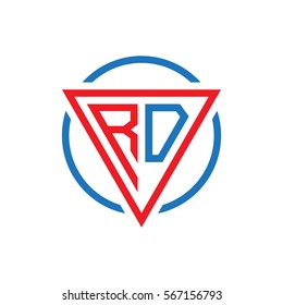 initial letter logo triangle circle red blue