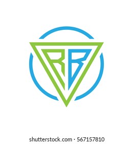 initial letter logo triangle circle blue green