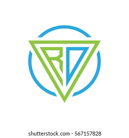 initial letter logo triangle circle blue green