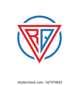 initial letter logo triangle circle red blue