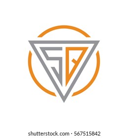initial letter logo triangle circle grey orange