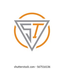 initial letter logo triangle circle grey orange