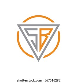 initial letter logo triangle circle grey orange