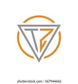 initial letter logo triangle circle grey orange