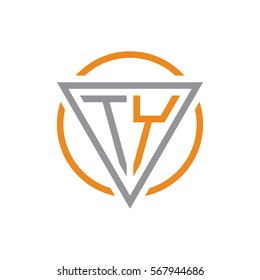 initial letter logo triangle circle grey orange