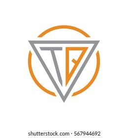 initial letter logo triangle circle grey orange