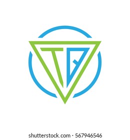 initial letter logo triangle circle blue green