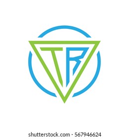 initial letter logo triangle circle blue green
