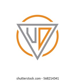 initial letter logo triangle circle grey orange