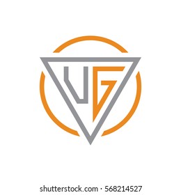 initial letter logo triangle circle grey orange