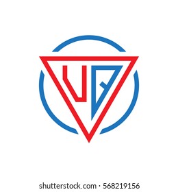 initial letter logo triangle circle red blue