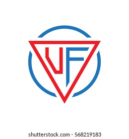 initial letter logo triangle circle red blue