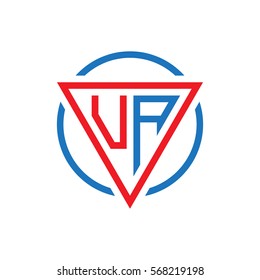 initial letter logo triangle circle red blue
