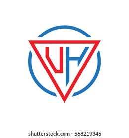 initial letter logo triangle circle red blue