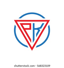 initial letter logo triangle circle red blue