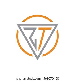 initial letter logo triangle circle grey orange