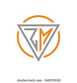 initial letter logo triangle circle grey orange