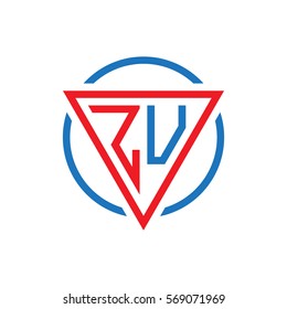 initial letter logo triangle circle red blue