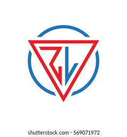 initial letter logo triangle circle red blue