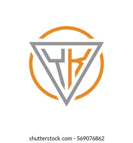 initial letter logo triangle circle grey orange