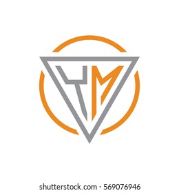initial letter logo triangle circle grey orange