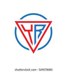 initial letter logo triangle circle red blue
