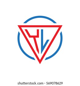 initial letter logo triangle circle red blue