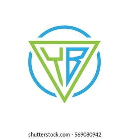 initial letter logo triangle circle blue green