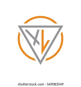 initial letter logo triangle circle grey orange