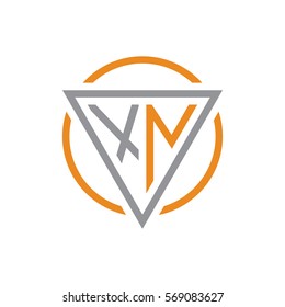 initial letter logo triangle circle grey orange