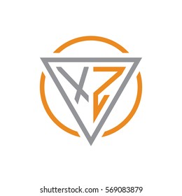 initial letter logo triangle circle grey orange