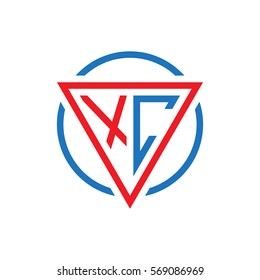 initial letter logo triangle circle red blue