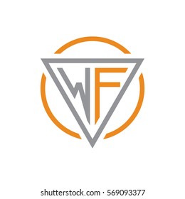 initial letter logo triangle circle grey orange