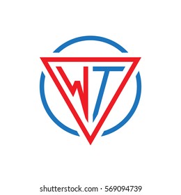 initial letter logo triangle circle red blue