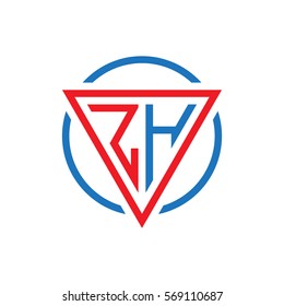 initial letter logo triangle circle red blue