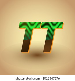initial letter logo TT colored green and brown with striped composition, Vector logo design template elements for your business or company identity