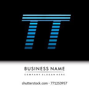 initial letter logo TT colored blue with striped compotition, Vector logo design template elements for your business or company identity
