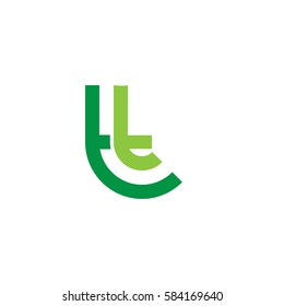 initial letter logo tt, t inside t rounded lowercase green flat
