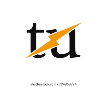Initial letter logo tu lowercase thunder vector design