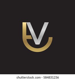 initial letter logo tv, vt, v inside t rounded lowercase logo gold silver