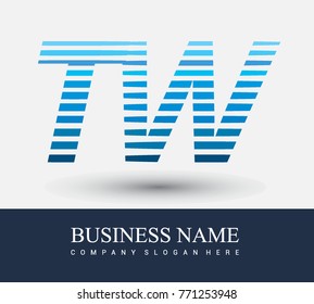 initial letter logo TW colored blue with striped compotition, Vector logo design template elements for your business or company identity

