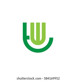 initial letter logo tw, wt, w inside t rounded lowercase green flat