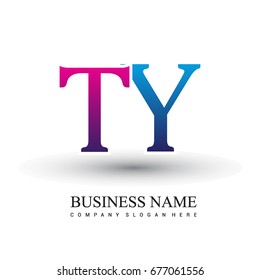 initial letter logo TY colored red and blue, Vector logo design template elements for your business or company identity